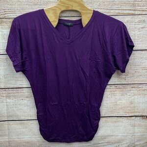 Amore All.F.Y Women Medium Purple Dolman Short Sleeve V Neck Top Made in USA New